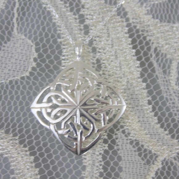 NEW Irish Celtic Sterling Silver Necklace Large - Picture 3 of 8